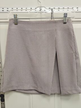 BCBGeneration Pink and Black Checked A-Line Mini Skirt